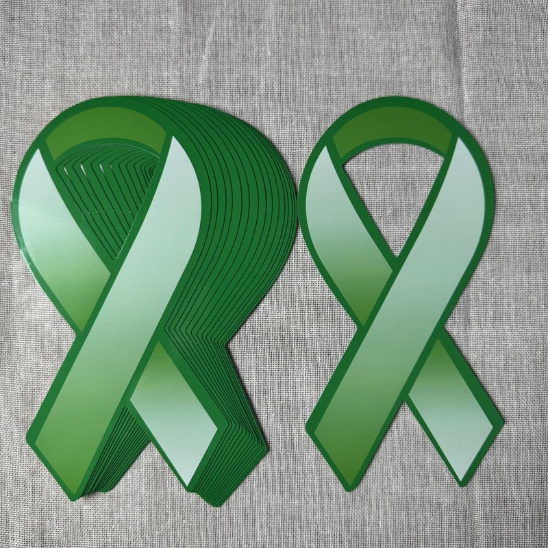 cogont 100pcs Large Green Donation Paper Ribbon-Shaped Awareness Ribbon for Cerebral Palsy, Liver Cancer, Mental Health, Green Health Cancer Hope Awareness - Image 5